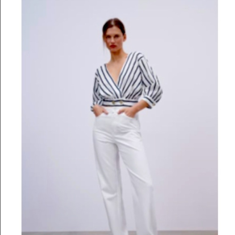 Zara Striped Linen Top